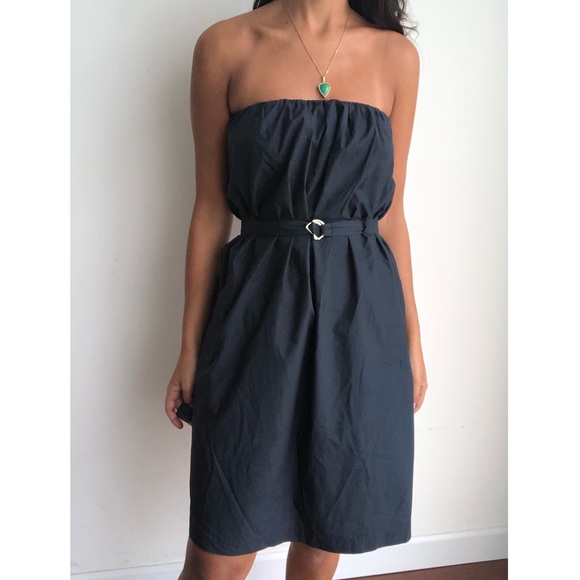 Theory Pavia Navy Strapless Belted dress - Picture 2 of 6